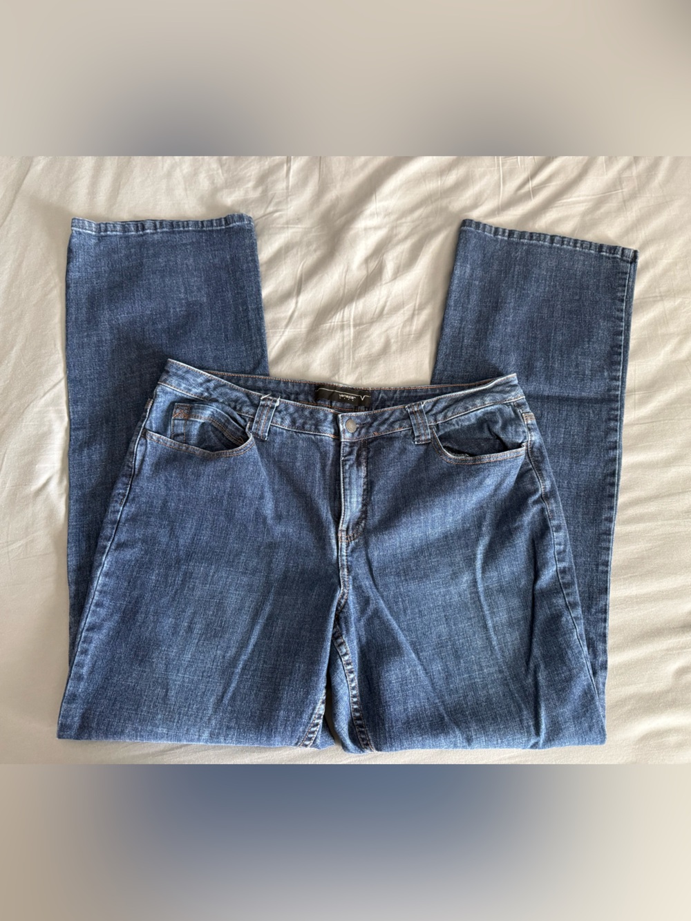 Venezia Bootcut Blue Jeans, Classic Mid Wash Denim 90s/2000s Size 18 Tall - Picture 2 of 3